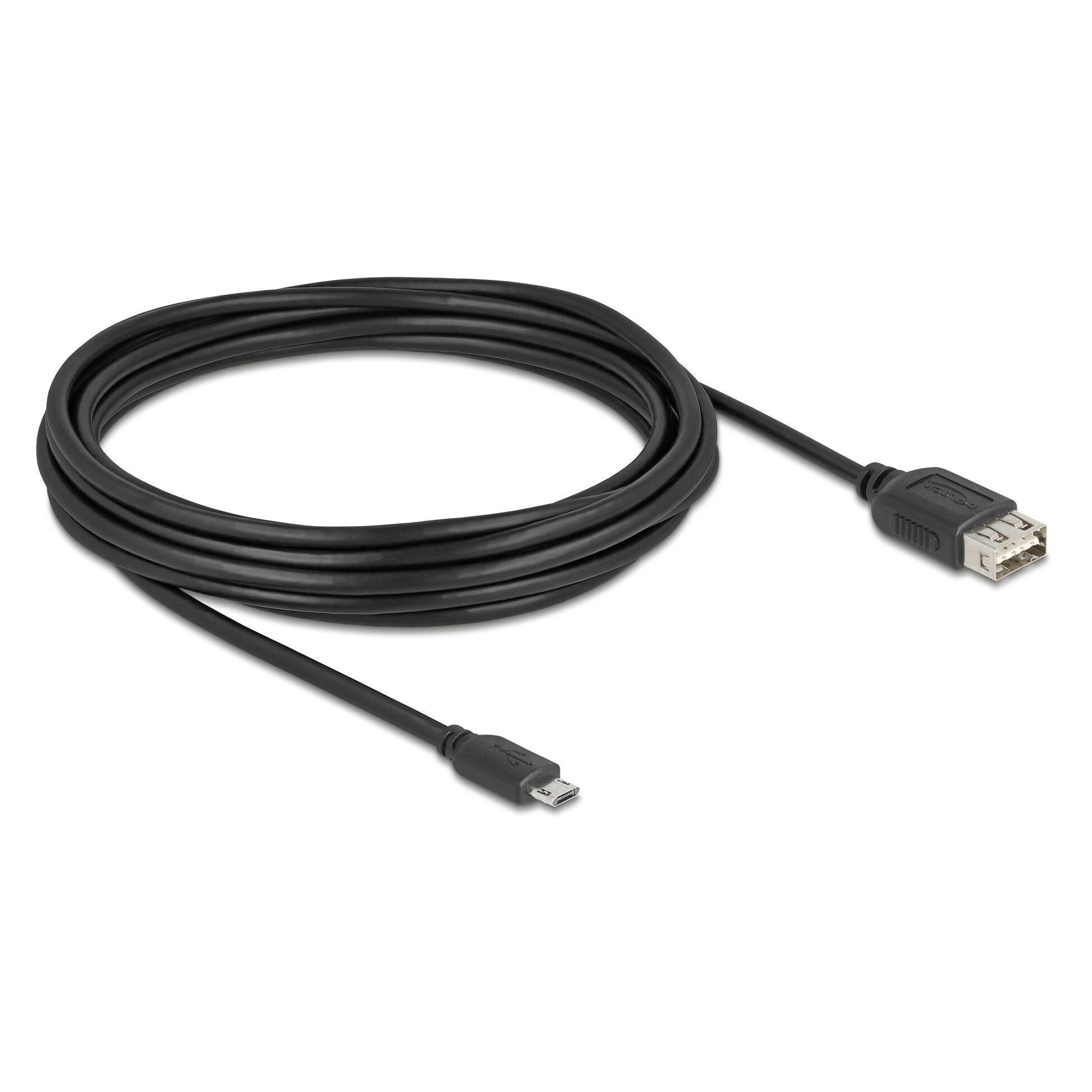 Delock USB 2.0 Kabel EASY USB Typ Micro-B Stecker zu EASY USB Typ-A Buchse 5 m (5 m, USB 2.0) (81521)