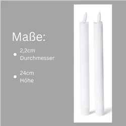 Novaliv, LED Kerzen, 24er Set Stabkerze LED - Stabkerze aus Echtwachs bewegliche Flamme Timer - 20cm Höhe für 2,2cm (24x)