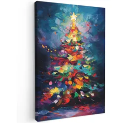 LEINWANDBILD Weihnachtsbaum - Weihnachten - Abstrakt - Farbenfroh Wanddeko Schlafzimmer 60x90 cm