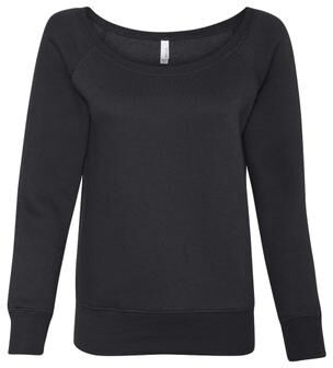 Bella + Canvas 7501 Women's Wide Neck Sweatshirt in Black size Small   Fleece B7501, BC7501