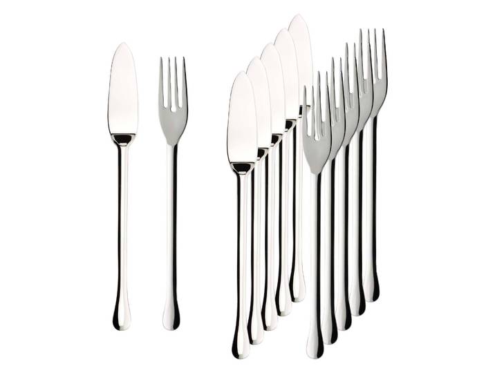 Fischbesteck VILLEROY & BOCH Fischbesteck Victor 6er Set silber , silber, 12, Essbesteck-Sets, Spülmaschinenfest