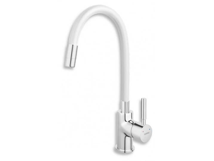 Robinet d'évier blanc flexible Mitigeur à ressort spiralé Robinet en laiton Mitigeur