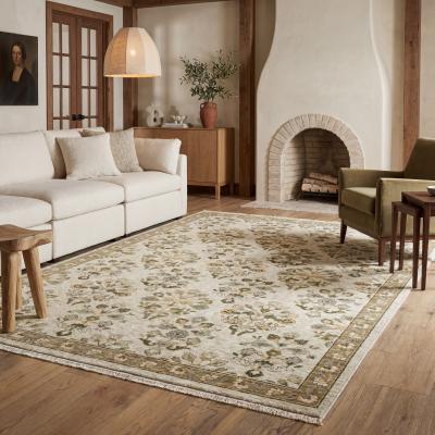 Style Haven Whittier Floral Medallions Beige/ Gold Fringed Dense Pile Rug