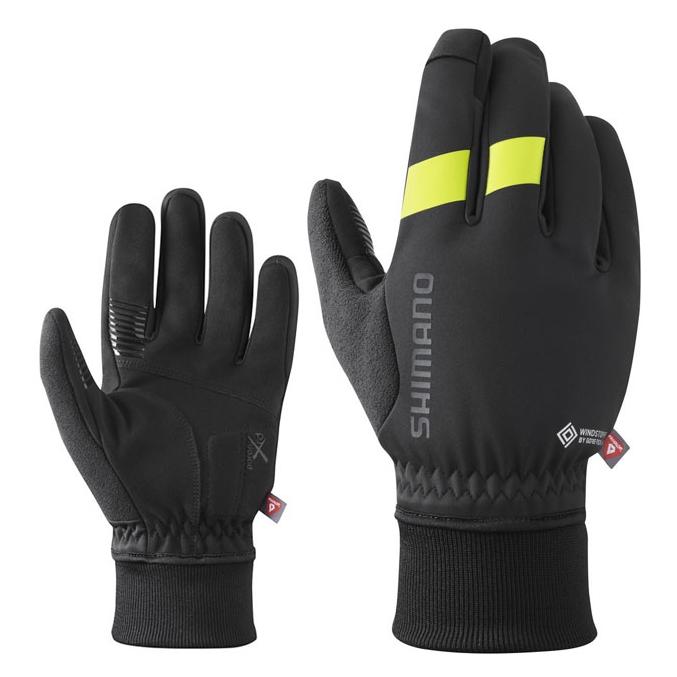 Shimano Fahrrad-Handschuhe WINDSTOPPER Primaloft, schwarz-gelb (XL) (ECWGLBWXS25ML2507)