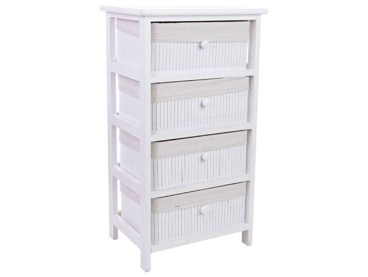 Chiffonnier bois blanc 4 tiroirs bambou 40x29x73 cm