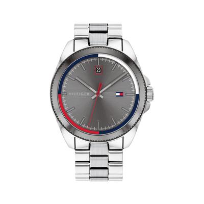 Quarzuhr TOMMY HILFIGER "RILEY", silber (silberfarben, grau), Armbanduhren, Herren, silberfarben, Quarzuhr, Armbanduhr, Herrenuhr, Edelstahlarmband, analog