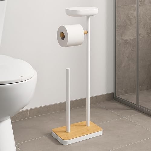 Relaxdays Wc-rolhouder staand met plankje, wit