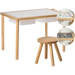 KINDERTISCH und Stuhlset Hellbraun Montessori mit Stauraum Kempsey