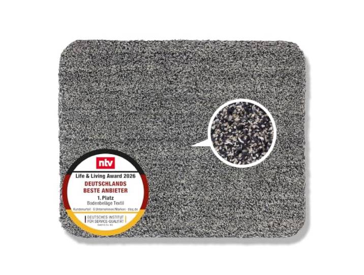 Astra Paillasson intérieur 60x75 cm - Tapis de propreté Anthracite 100% Coton - Tapis de Sol Lavable à 30°C - Tapis antidérapant Facile d'entretien