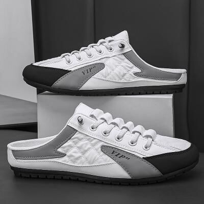 LightInthebox Men's Casual Slip-On Sneakers with Open-Heel Design, Lightweight Lace-Up Style – Ideal for Summer and Everyday Comfort