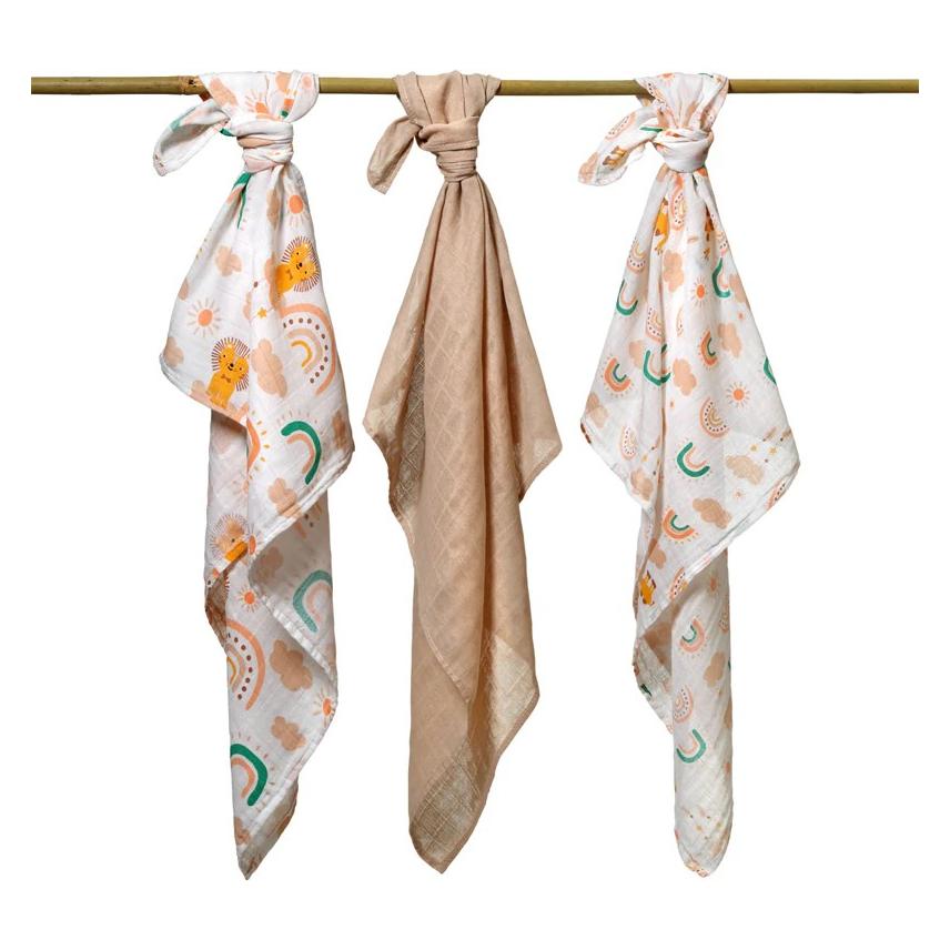 Babyono Take Care Muslin Diapers Beige - 3 pcs (70 x 70 cm) (47605217)