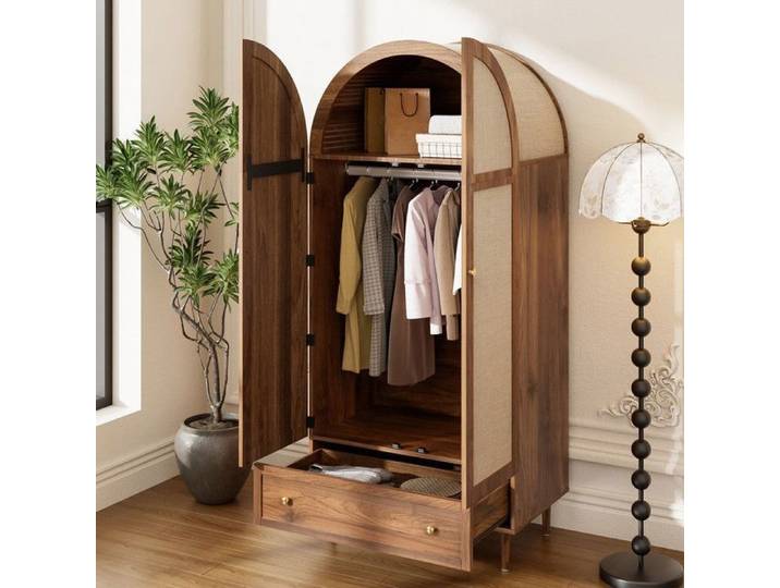Armoire - OEM - 2 Portes - Bois Massif - 2 Tiroirs - Design Moderne