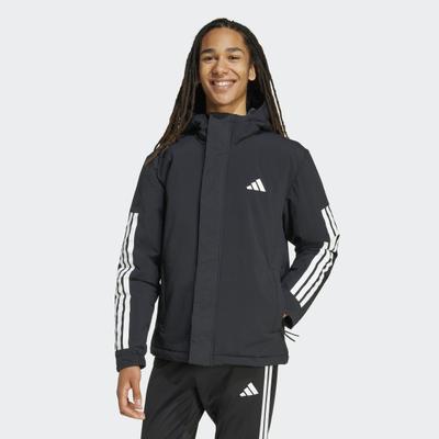 Outdoorjacke ADIDAS SPORTSWEAR "CLIMAWARM 3-STREIFEN ISOLIERENDE", Herren, Gr. L, schwarz-weiß (schwarz), Obermaterial: 100% Polyamid, Jacken Outdoorjacke