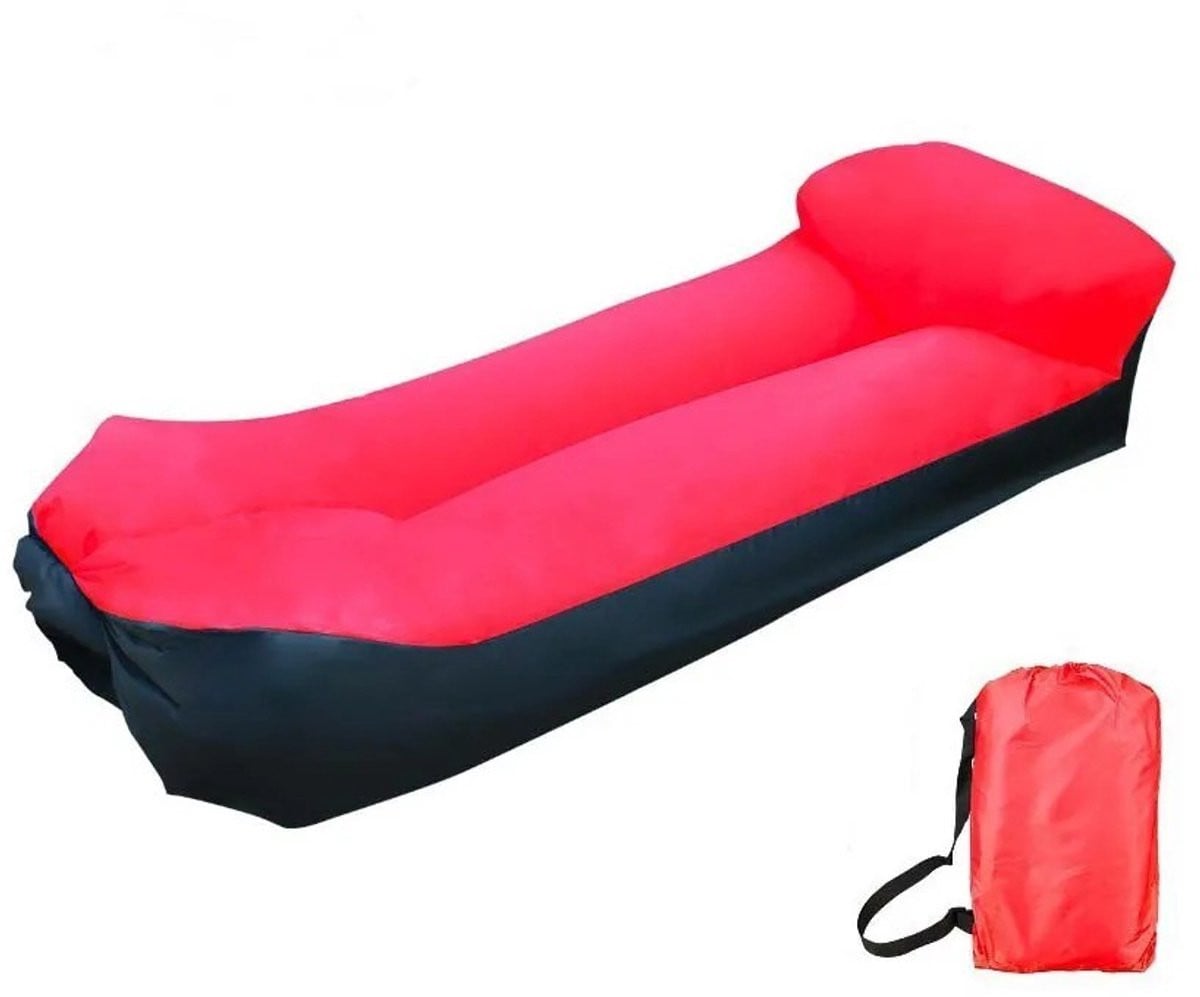 SanaVida Opblaasbaar Luchtbed - Zelfvullend Campingmatras - Rood - B/D/H: 70 x 52 x 180 cm