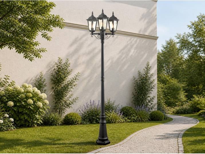 Konstsmide Firenze Standleuchte schwarz lackiertes Aluminium, klares Glas 7217-750