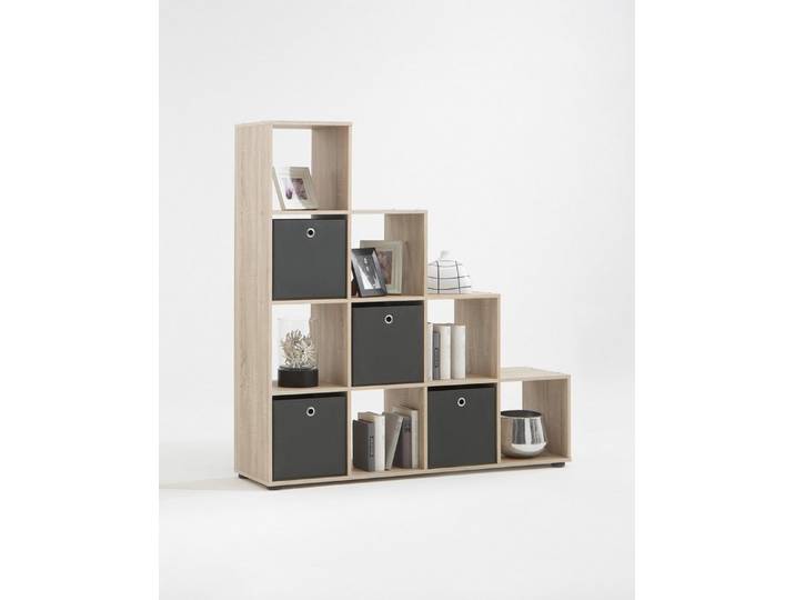 FMD Möbel Raumteilerregal in Eiche Dekor - 138,5x143,5x33cm (BxHxT)