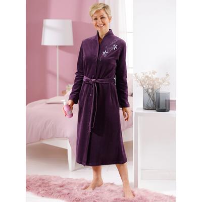 Morgenmantel MISS ULRIKE, Damen, Gr. 40/42, lila (traube), Baumwoll-Mix, unifarben, Langform, Hausmäntel