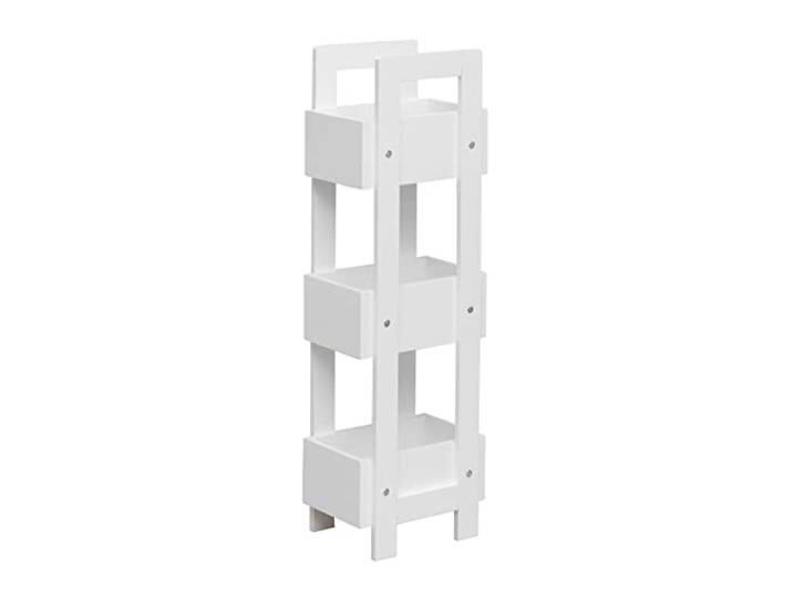 Rebecca Mobili Platzsparendes Badezimmerregal, offenes Küchenregal, MDF, Weiß, 3 Einlegeböden, Kosmetik-Aroma-Organizer - Maße (HxLxB): 88 x 28 x 20 cm - Art. RE6738