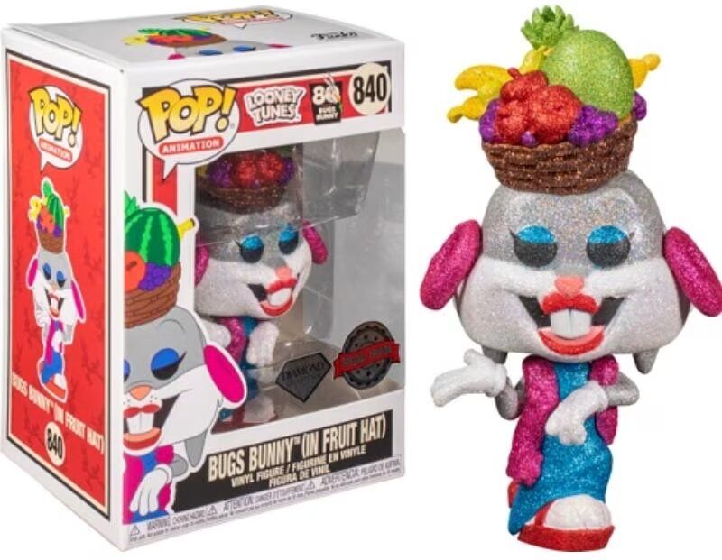 Funko Pop Looney Tunes Bugs Bunny Con Sombrero De Frutas Glitter Efecto Diamante Exclusivo Edición Especial Talla Única Unisex