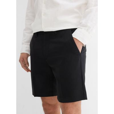 Shorts BONPRIX, Herren, Gr. 60, N-Gr, schwarz, Obermaterial: 63% Polyester, 33% Viskose, 4% Elasthan, klassisch, Hosen Shorts, eleganter Stil, klassische Passform, mit Bügelfalten