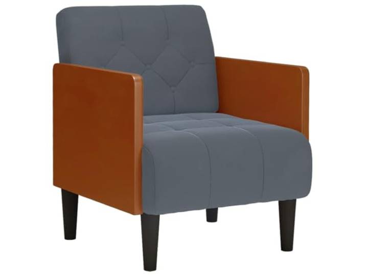 Sessel mit Armlehnen Dunkelgrau 55 cm Samt Samtstoff, Sperrholz-Armlehnen, Schaumstoff und Feder, Wohnzimmer, Schlafzimmer, Arbeitszimmer, Empfangsbereich