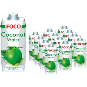 FOCO Kokoswasser ohne Zuckerzusatz, 100% Kokosnusswasser, im Tetrapack, 12x 500 ml