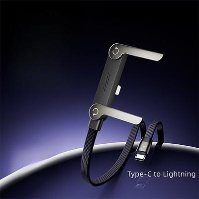 Faltbares 2-in-1-Ladekabel mit Ständer und verstellbarem Winkel für Schnellladen und Datensynchronisation von Smartphones, Tablets, Laptops und Spielekonsolen.