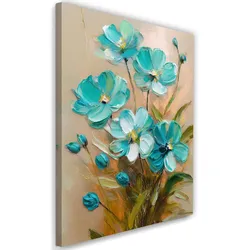 WANDBILD natürliche türkisfarbene blumen