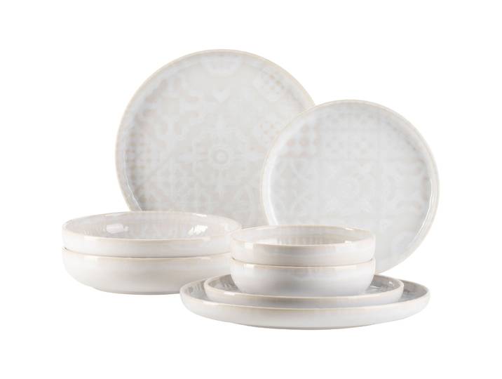 MÄSER Geschirr-Set Trad. Tiles Weiss Steinzeug 8 Stk