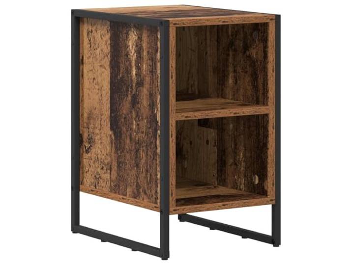KUPTYERFG Nachttisch Altholz Optik 39,5x30x50 cm Beistelltisch Kompakter Beistelltisch im Industrie-Design mit robusten Stahlbeinen für Schlafzimmer und Wohnzimmer.