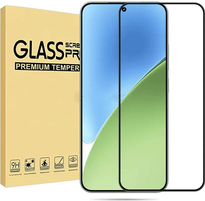 INF Xiaomi 15 HD Displayschutz aus gehärtetem Glas - Schwarzer Seidendruck [Unterstützung für Entsperren per Fingerabdruck]
