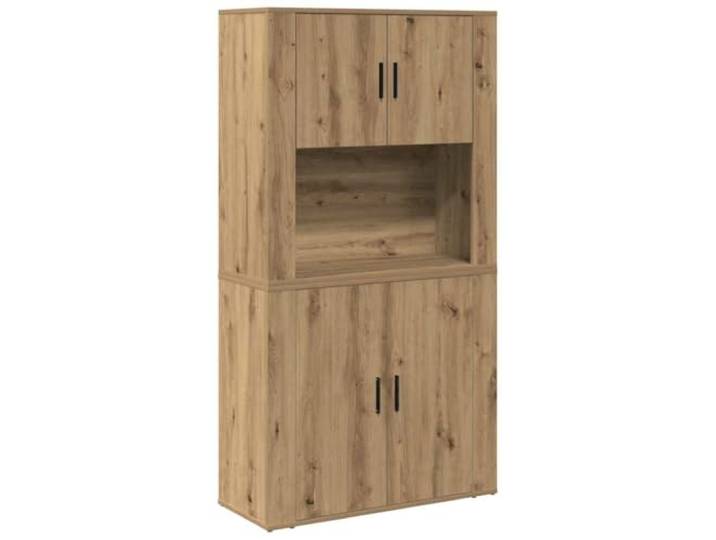 GHVBNMF Highboard Artisan-Eiche 80x33x150 cm Kommode mit 4 Türen Vielseitiger Schrank für Wohnzimmer und Esszimmer mit 4 geschlossenen Fächern, Metallgriffen und 120 kg Tragkraft.