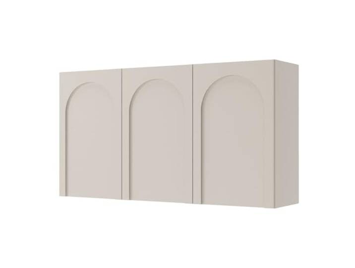 Selsey Sideboard Arkadia Grau-Beige 81 x 150 x 35 cm - Grifflos mit Tip-On-Technologie - 6 Fächer - Modernes Design mit Bögen - Laminatplatte Robust & Pflegeleicht - Eigenmontage