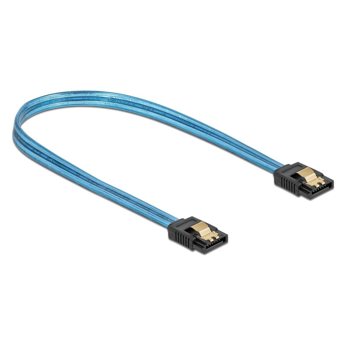 Delock SATA-Kabel UV Leuchteffekt blau 0.3 m (30 cm, SATA) (82127)