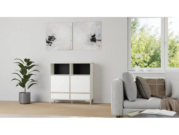 Highboard in Multiplex-Optik - Kommode mit vielen Optionen Premium Dekore Weiß Multiplex Kante