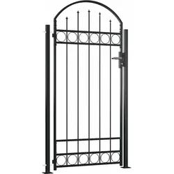 vidaXL Zauntor mit gewölbter Spitze und 2 Pfosten 105x204 cm Schwarz