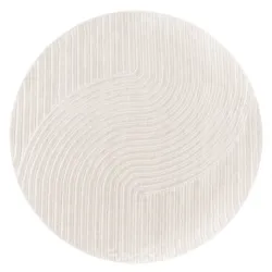 KADIMA DESIGN Teppich Kurzflor Struktur Wohnzimmer schmutzabweisend Creme Rund 120D | 100% Polypropylen, Rücken aus Polypropylen | Florhöhe: 6 mm | pflegeleicht