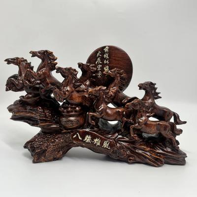 Eight Horses Feng Shui Wealth Figurine b