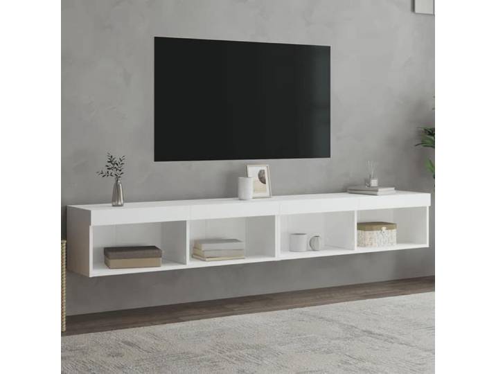 Meubles TV avec Lumières LED 2 pcs Armoires de Télévision Murales Meubles Télé Suspendus avec Rangement Salon 837156