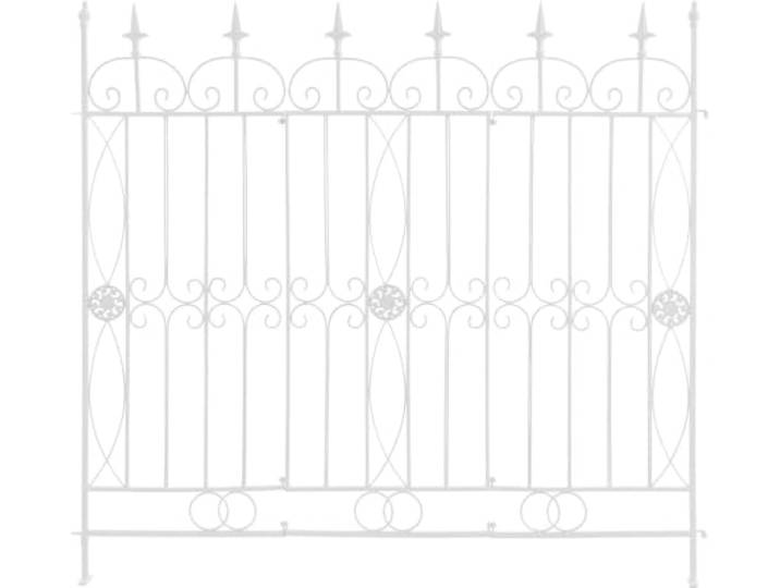 CLP Gartenzaun Mangold Eisen, modularer Steckzaun ohne Betonieren, Rankzaun im Landhausstil für Garten und Terrasse Farbe weiß