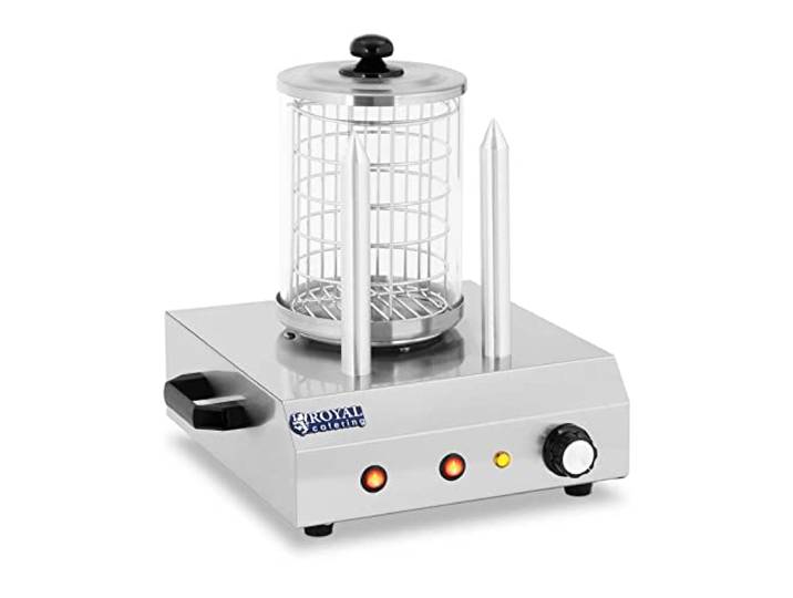 Royal Catering Appareil à Hot-Dog Machine a Hot Dog Professionnel RCHW-350-2 (422 W\, max. 30 saucisses\, 2 pics chauffants\, température jusqu'à 97 °C\, acier inoxydable\, verre trempé)