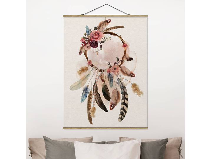 Tableau déco Attrape-rêve Tissu Beige 35 x 47cm