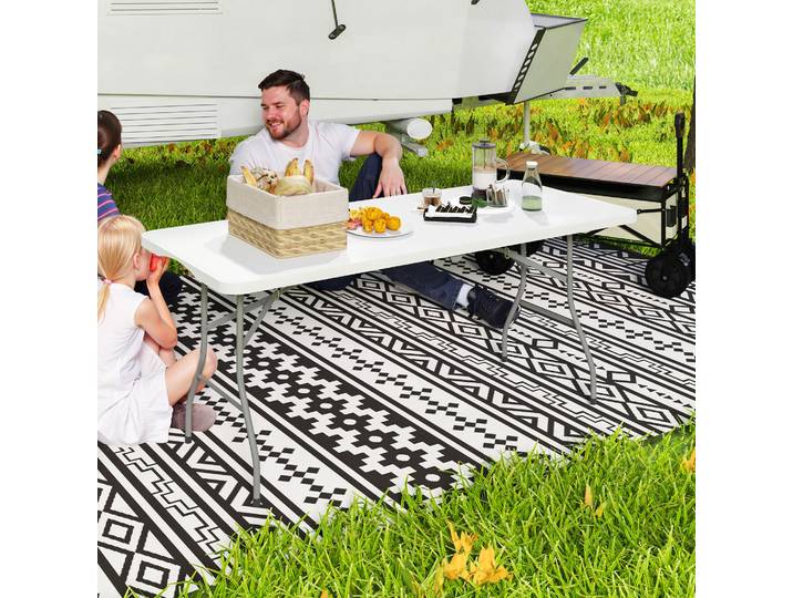 Outsunny Table Pliante Camping Extérieur HDPE 180x74x74cm Blanc