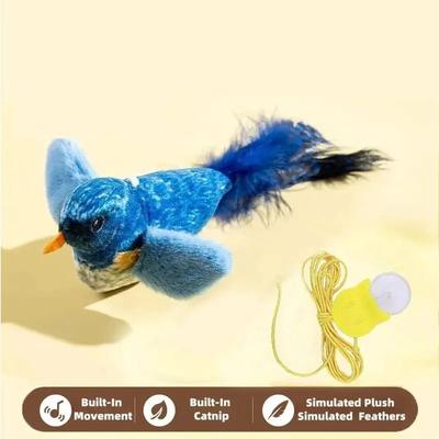 Uplift Treasures Interactive Bird Sound Plush Cat Toy With Elastic Rope d