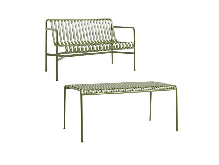 HAY - Palissade Tisch + Dining Bench, olive