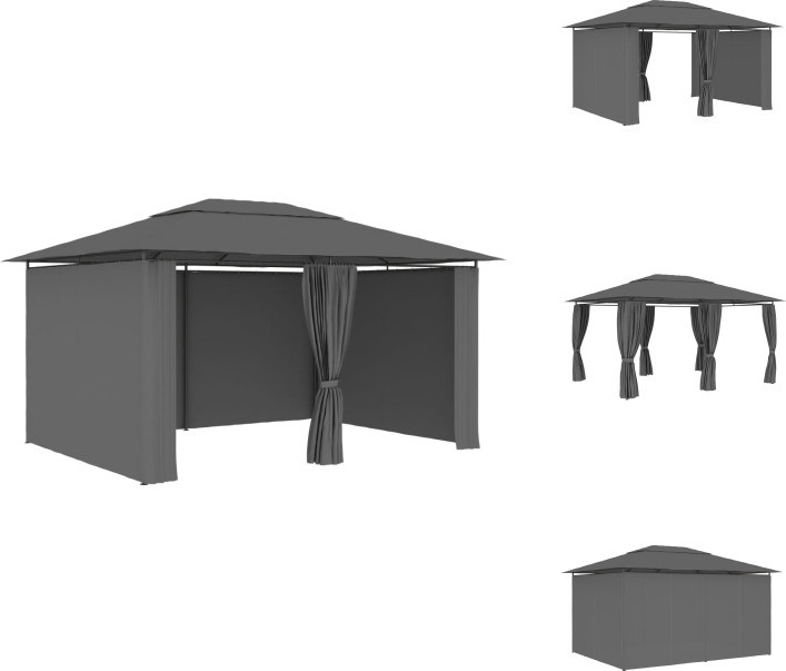 vidaXL Gartenpavillon mit Vorhängen 4 x 3 m Anthrazit - Pavillons & Partyzelte