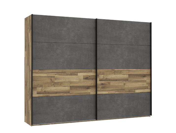 Armoire à portes coulissantes Rye 270cm Gris/Noir