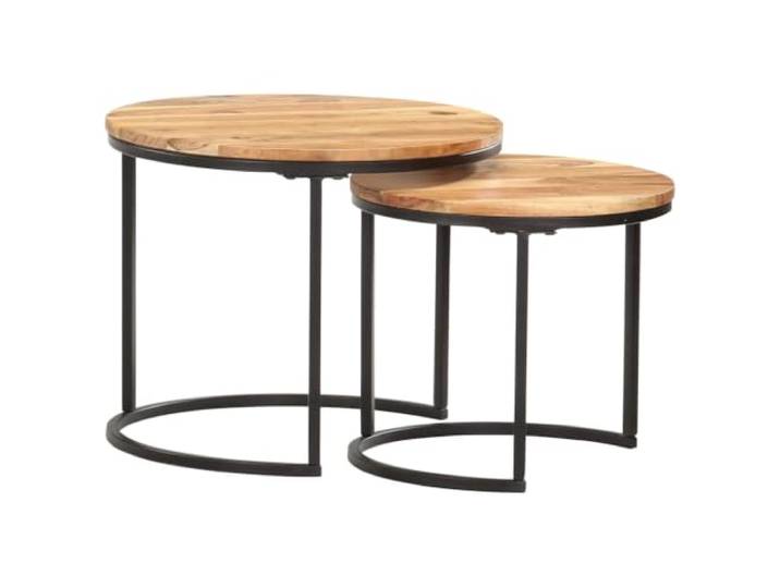 HEFZGDB Satztische 2 STK. Massivholz Akazie Beistelltische Set mit geölter Oberfläche für Wohnzimmer und Flur, platzsparend stapelbar, Elegante Couchtische, natürliche Holzoptik,