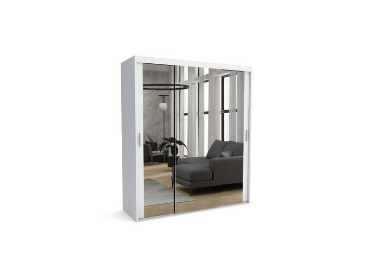 Furnlux Kleiderschrank MAT A Weiß 200x60x205 cm, 200x205x60 cm, Schlafzimmer, Kleiderschränke