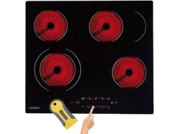 AREBOS Plaque de cuisson vitrocéramique 6600 W 4 foyers 59 cm Table de cuisson électrique Sensor Touch sécurité enfants